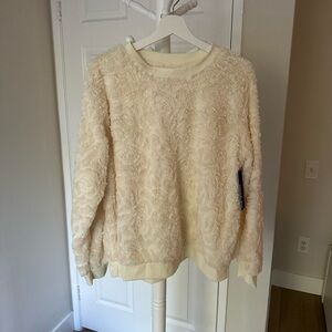 cascade blue - beige fuzzy sweater - XL